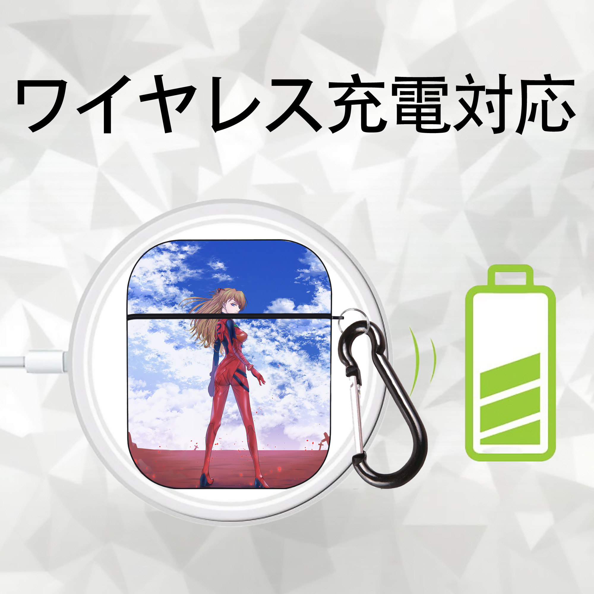 EVA 新世紀エヴァンゲリオン AirPods 第2世代保護ケース ハードシェル ブラック 耐衝撃・防指紋・カラビナ付き