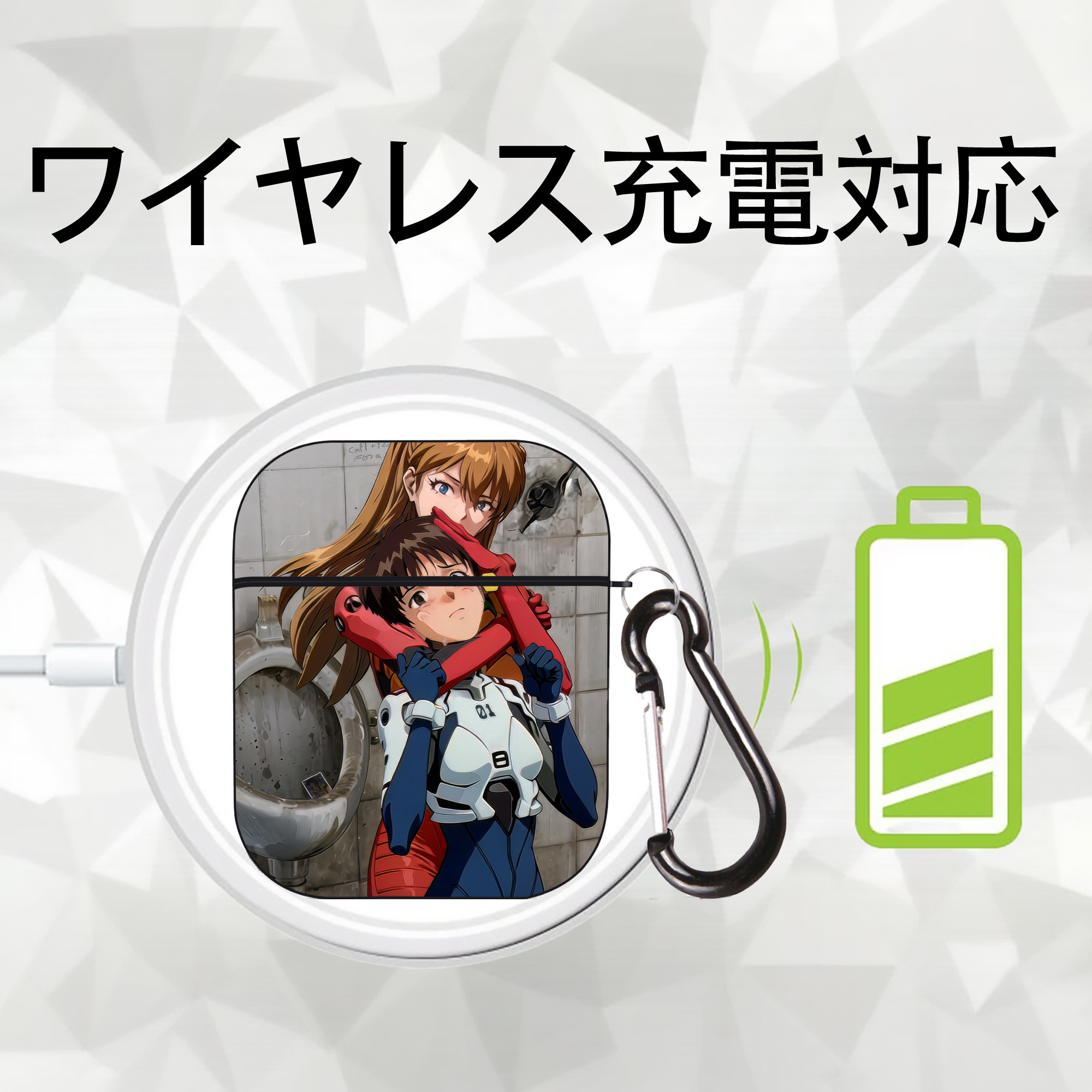 EVA 新世紀エヴァンゲリオン AirPods 第2世代保護ケース ハードシェル ブラック 耐衝撃・防指紋・カラビナ付き