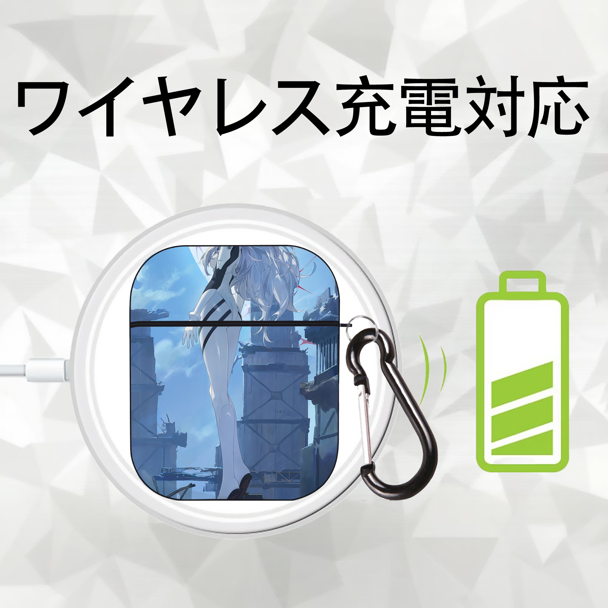 EVA 新世紀エヴァンゲリオン AirPods 第2世代保護ケース ハードシェル ブラック 耐衝撃・防指紋・カラビナ付き