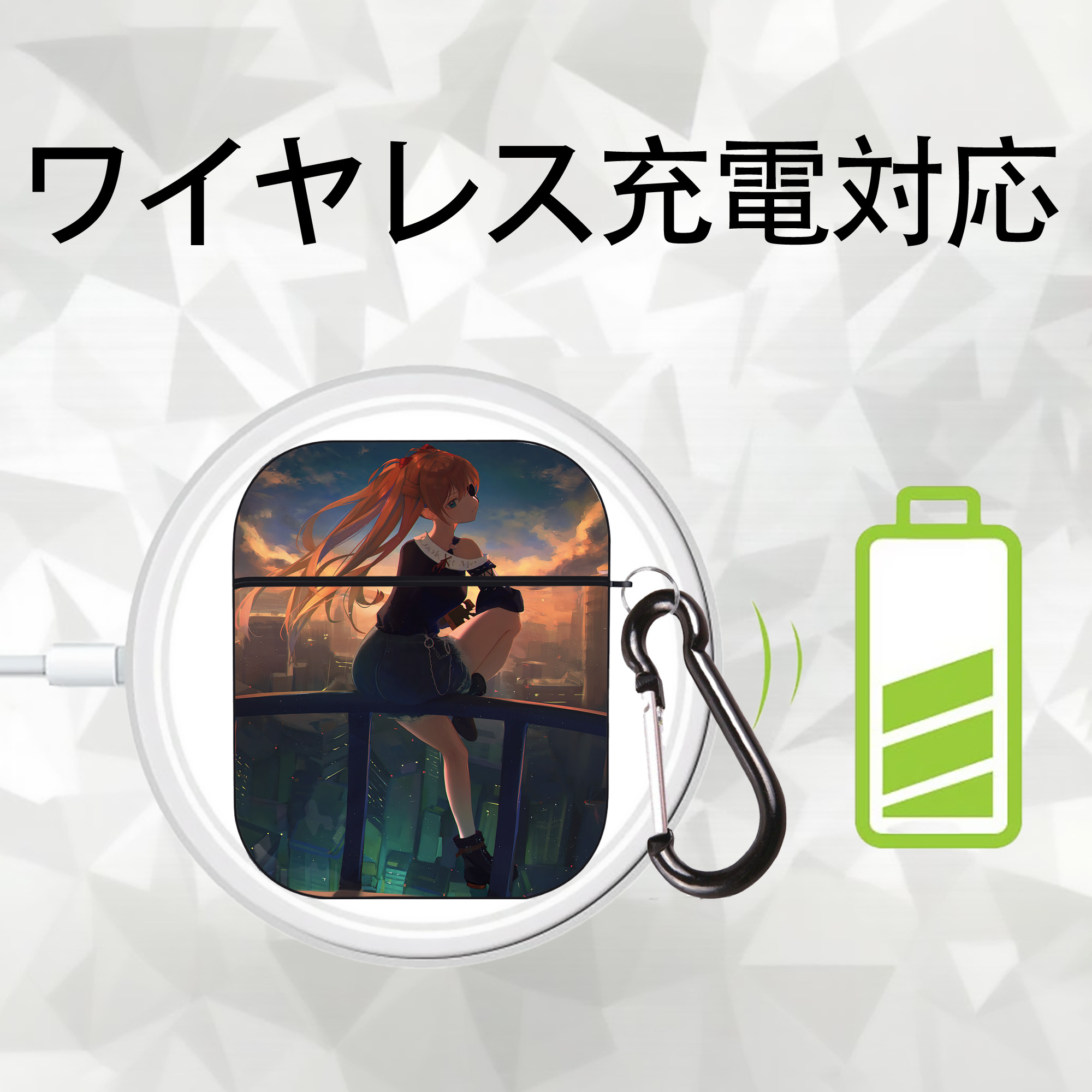 EVA 新世紀エヴァンゲリオン AirPods 第2世代保護ケース ハードシェル ブラック 耐衝撃・防指紋・カラビナ付き