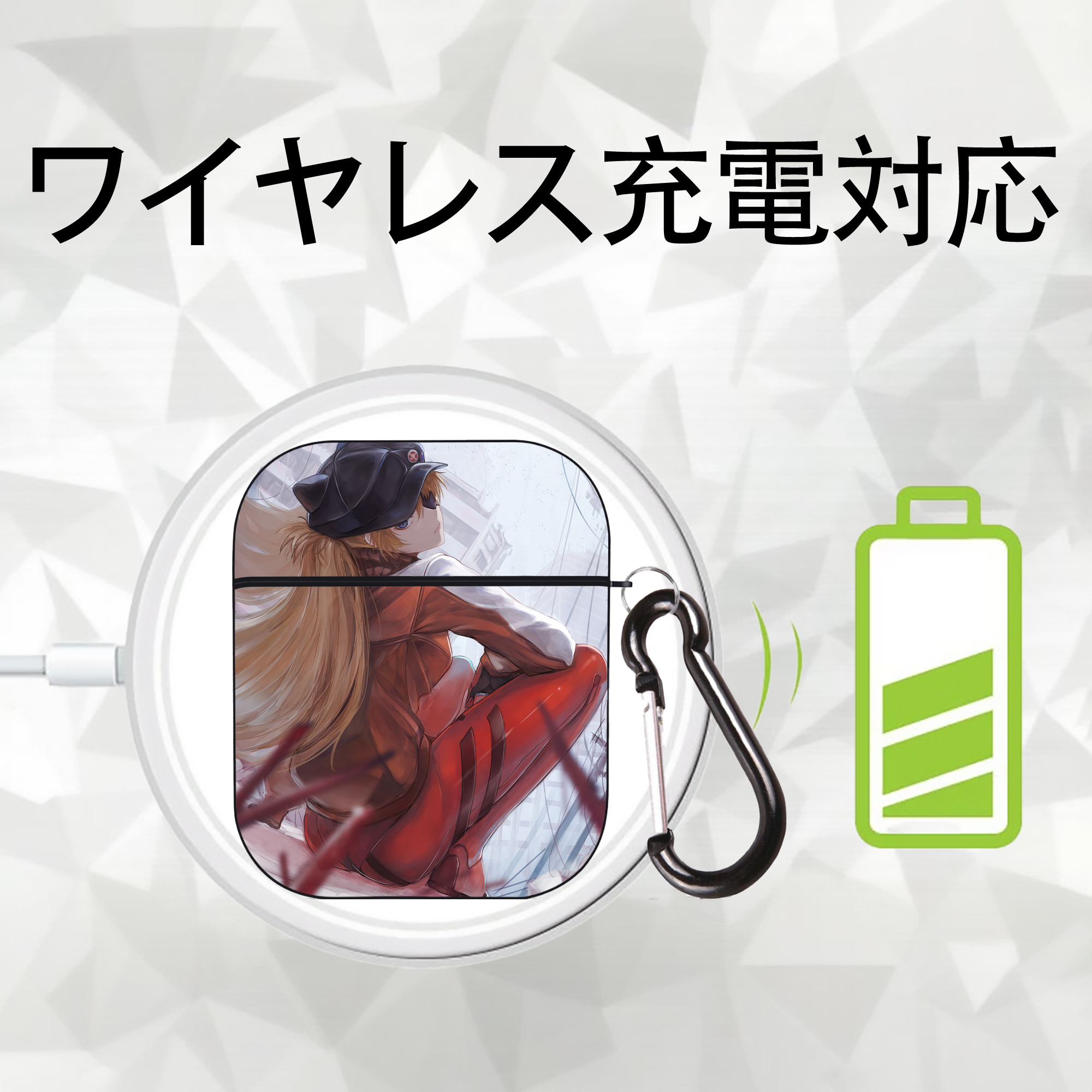 EVA 新世紀エヴァンゲリオン AirPods 第2世代保護ケース ハードシェル ブラック 耐衝撃・防指紋・カラビナ付き