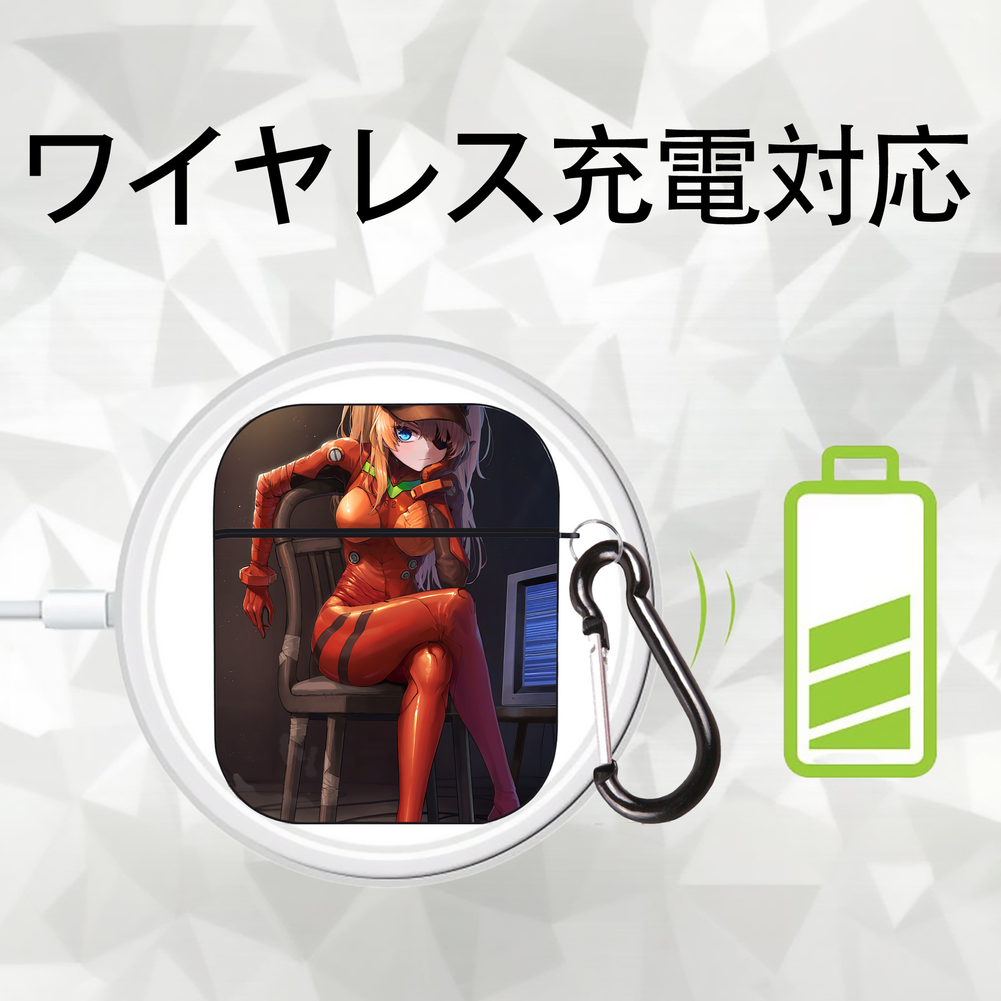 EVA 新世紀エヴァンゲリオン AirPods 第2世代保護ケース ハードシェル ブラック 耐衝撃・防指紋・カラビナ付き