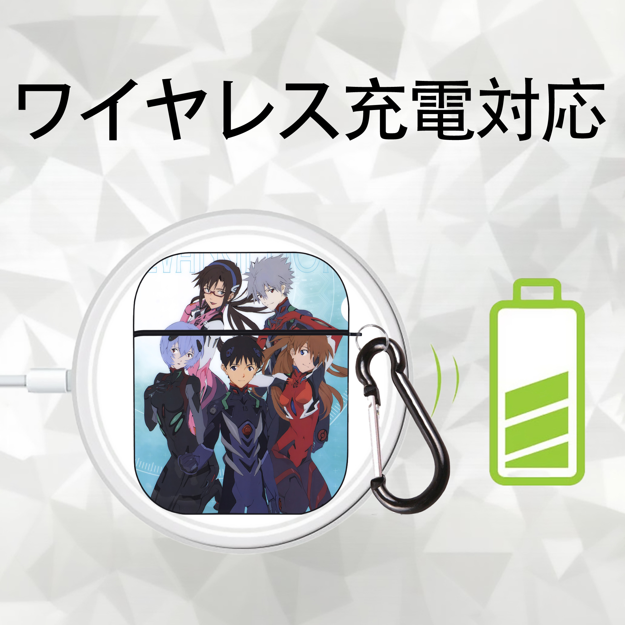 EVA 新世紀エヴァンゲリオン AirPods 第2世代保護ケース ハードシェル ブラック 耐衝撃・防指紋・カラビナ付き