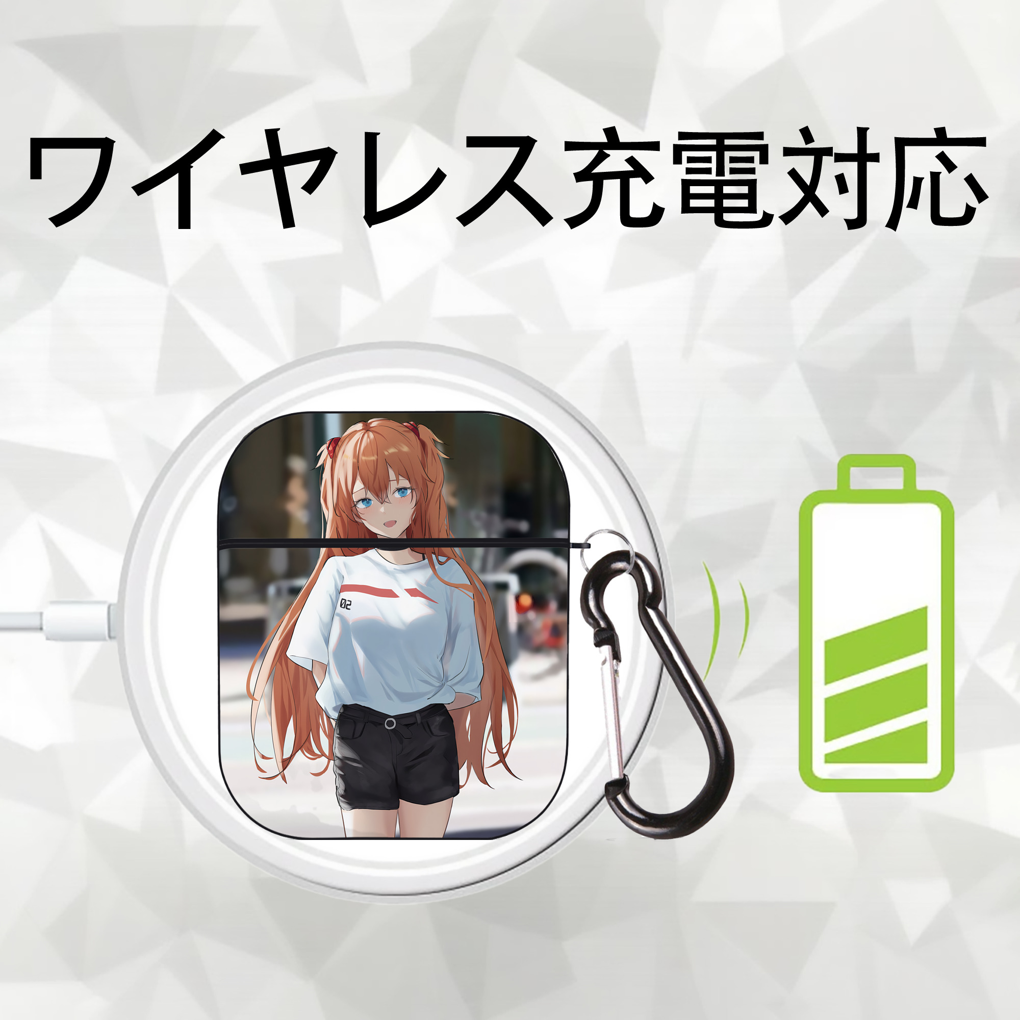 EVA 新世紀エヴァンゲリオン AirPods 第2世代保護ケース ハードシェル ブラック 耐衝撃・防指紋・カラビナ付き