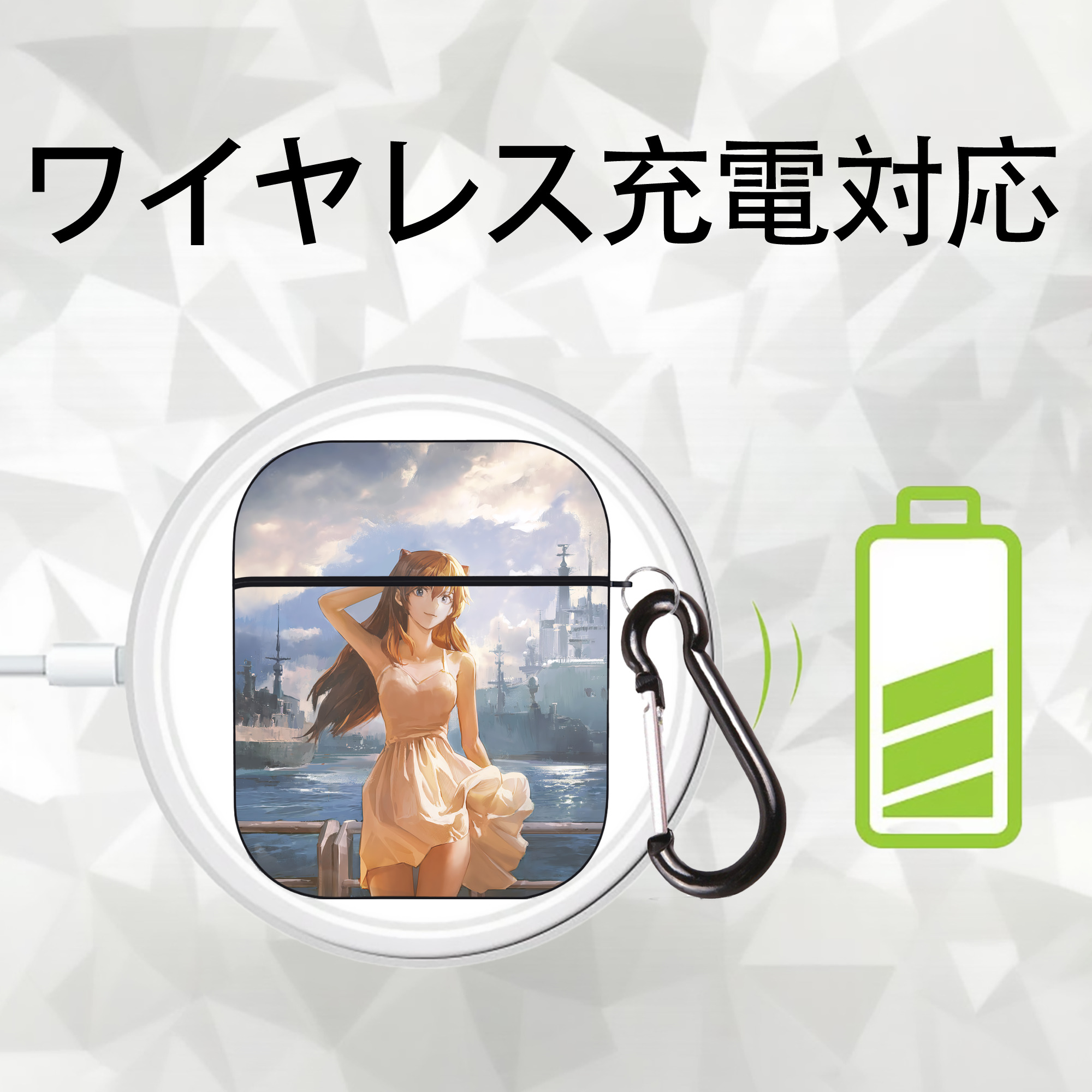 EVA 新世紀エヴァンゲリオン AirPods 第2世代保護ケース ハードシェル ブラック 耐衝撃・防指紋・カラビナ付き