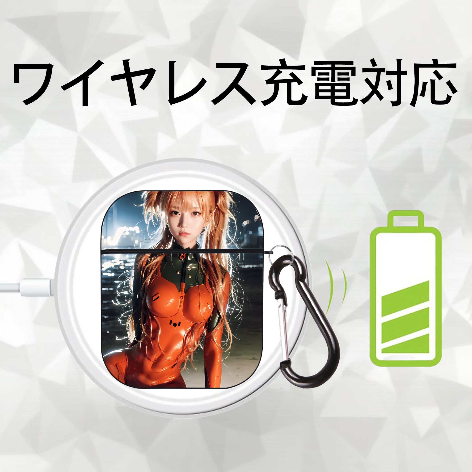 EVA 新世紀エヴァンゲリオン AirPods 第2世代保護ケース ハードシェル ブラック 耐衝撃・防指紋・カラビナ付き