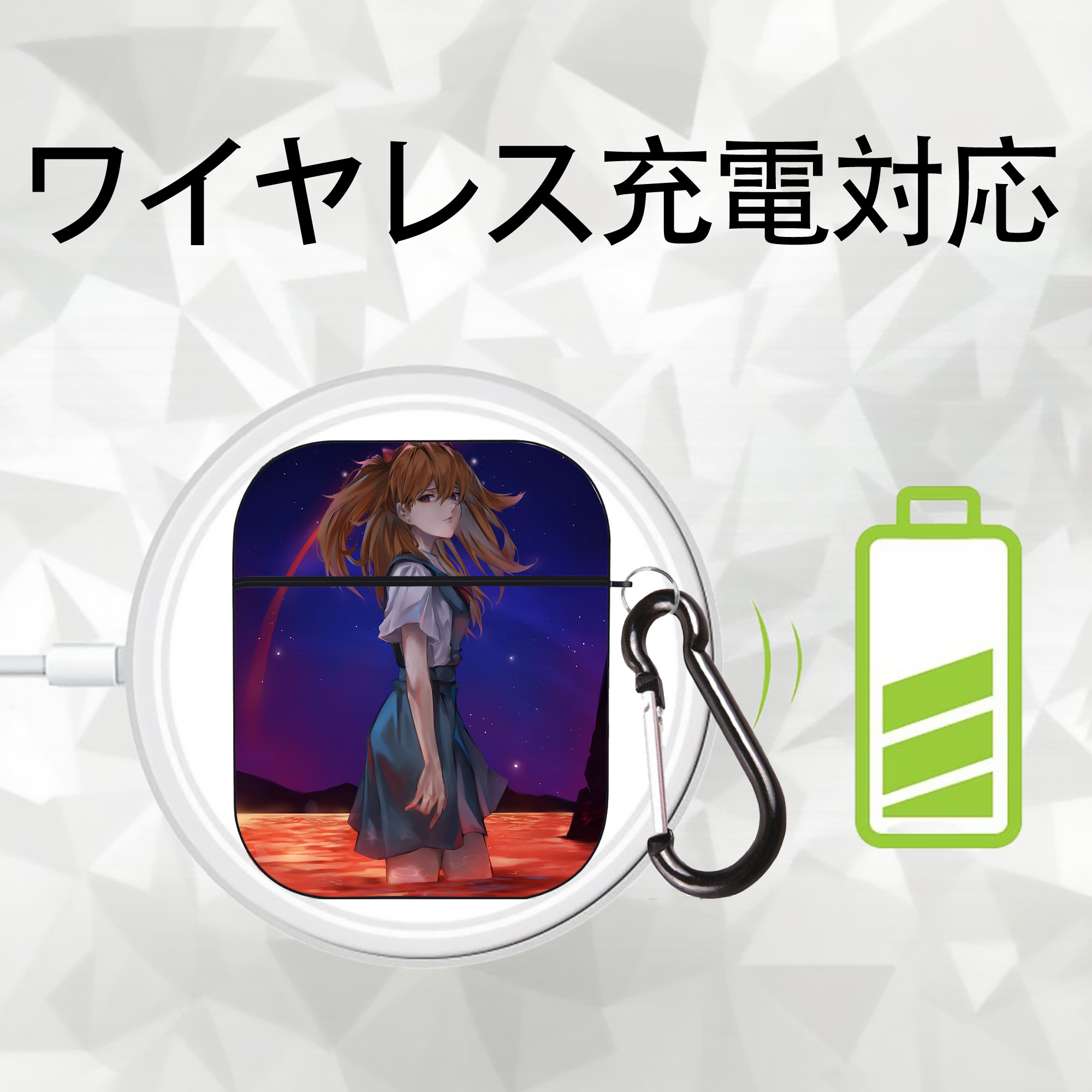 EVA 新世紀エヴァンゲリオン AirPods 第2世代保護ケース ハードシェル ブラック 耐衝撃・防指紋・カラビナ付き