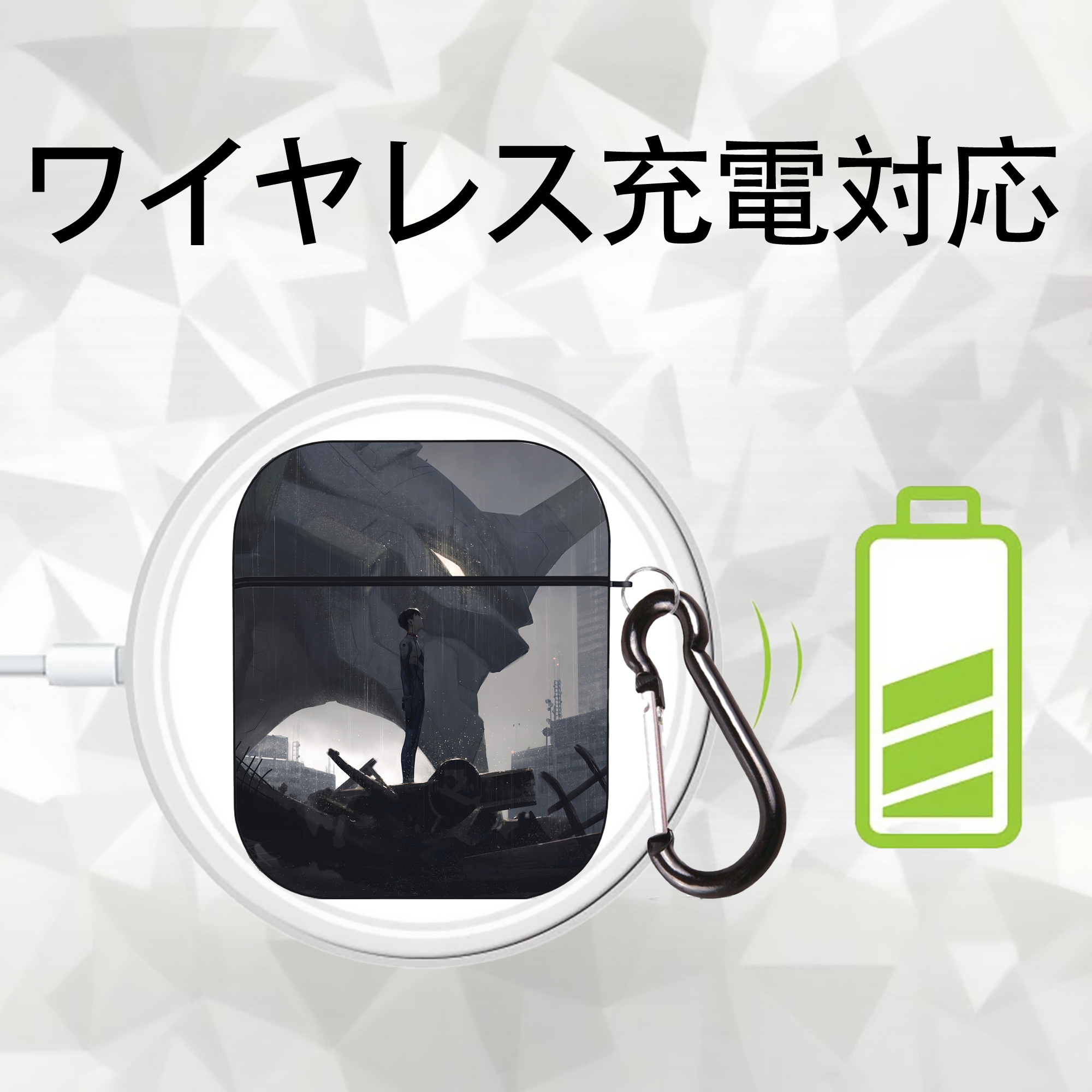 EVA 新世紀エヴァンゲリオン AirPods 第2世代保護ケース ハードシェル ブラック 耐衝撃・防指紋・カラビナ付き