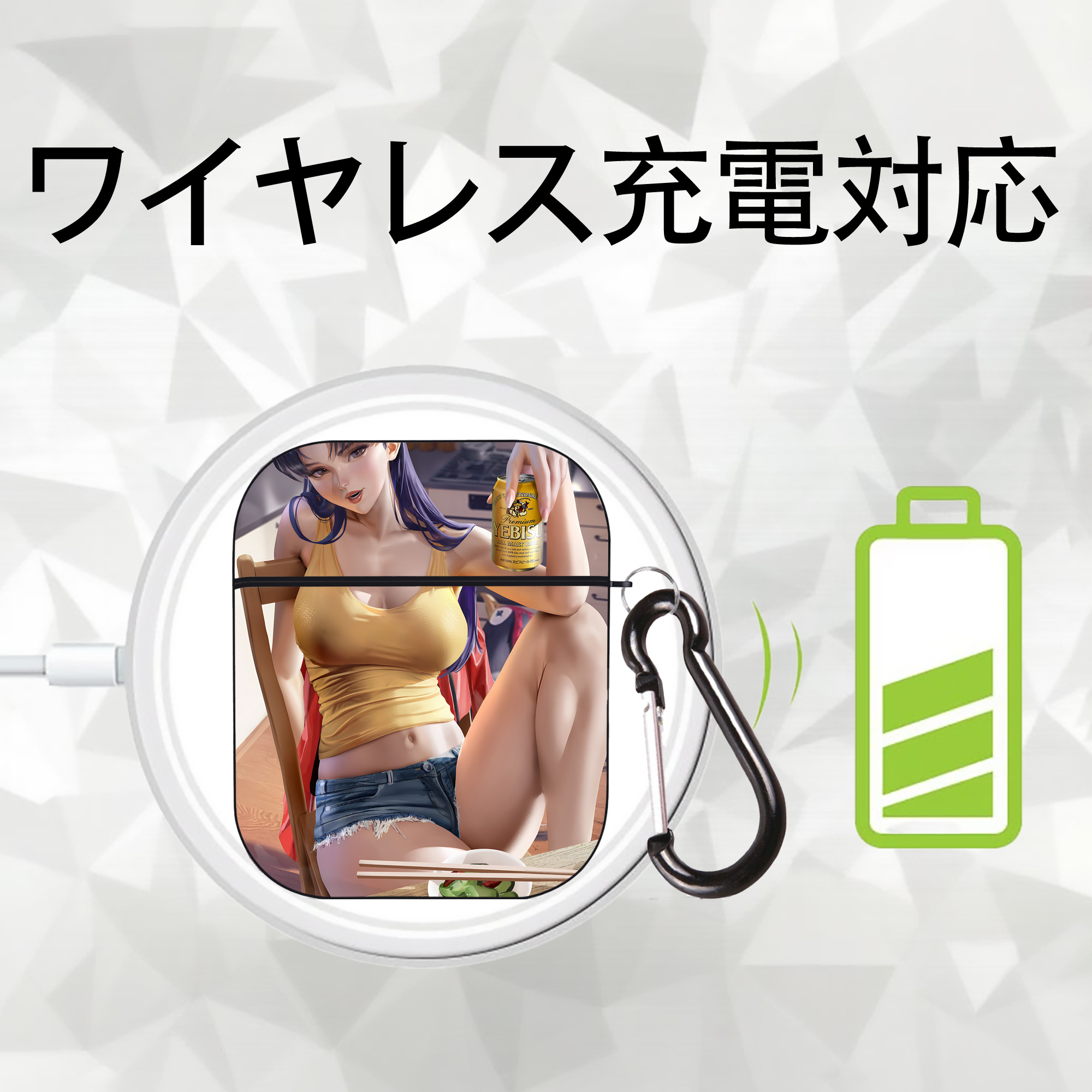 EVA 新世紀エヴァンゲリオン AirPods 第2世代保護ケース ハードシェル ブラック 耐衝撃・防指紋・カラビナ付き