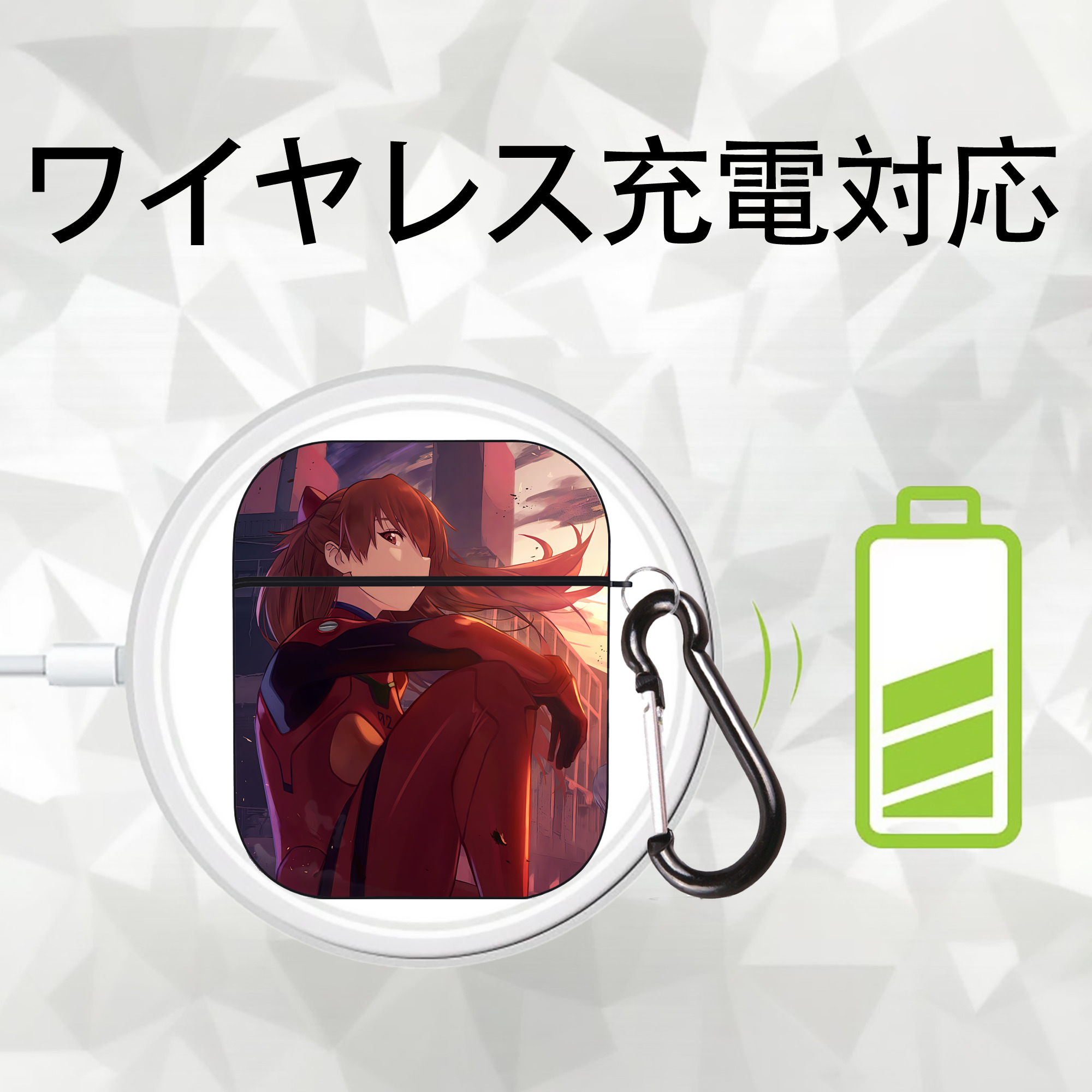 EVA 新世紀エヴァンゲリオン AirPods 第2世代保護ケース ハードシェル ブラック 耐衝撃・防指紋・カラビナ付き