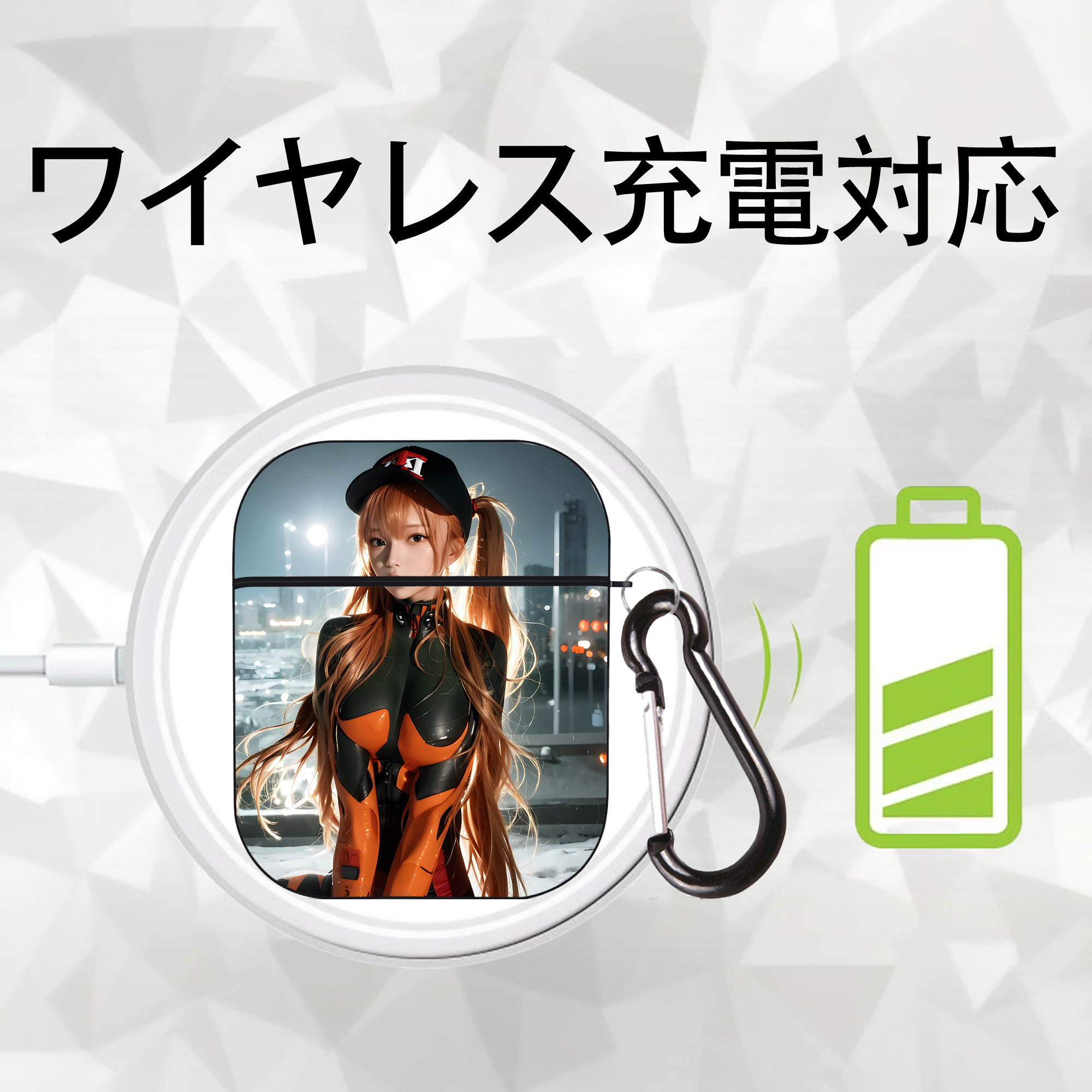EVA 新世紀エヴァンゲリオン AirPods 第2世代保護ケース ハードシェル ブラック 耐衝撃・防指紋・カラビナ付き